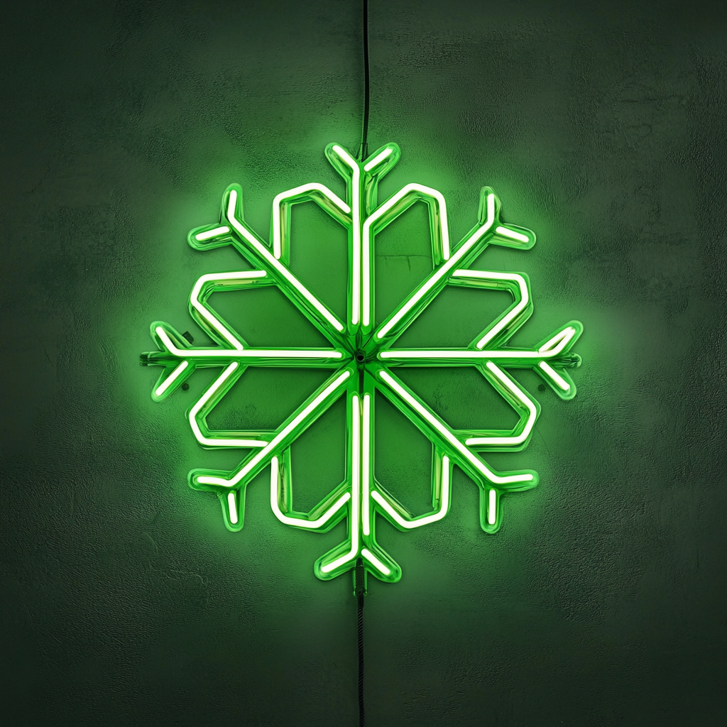 Snowflake - Green Neon Sign, 18 Inches
