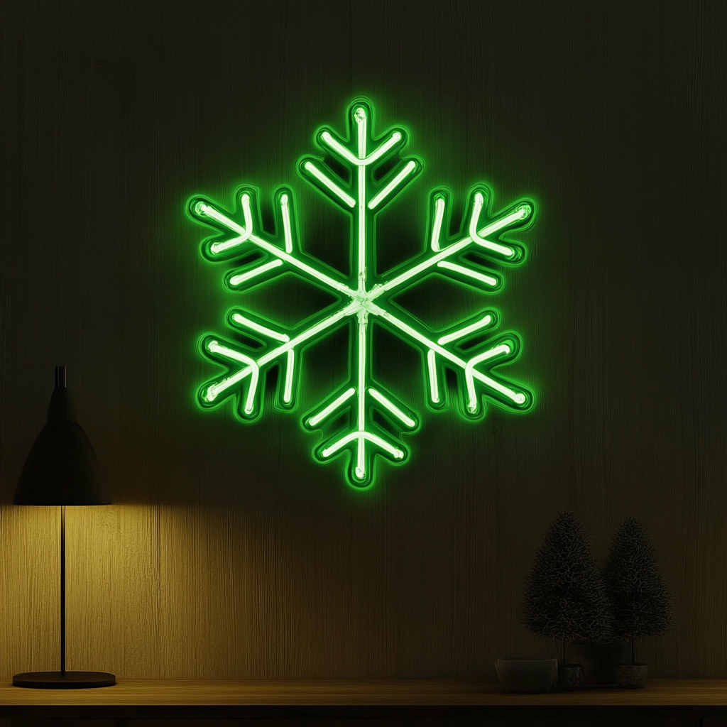 Snowflake - Green Neon Sign, 18 Inches