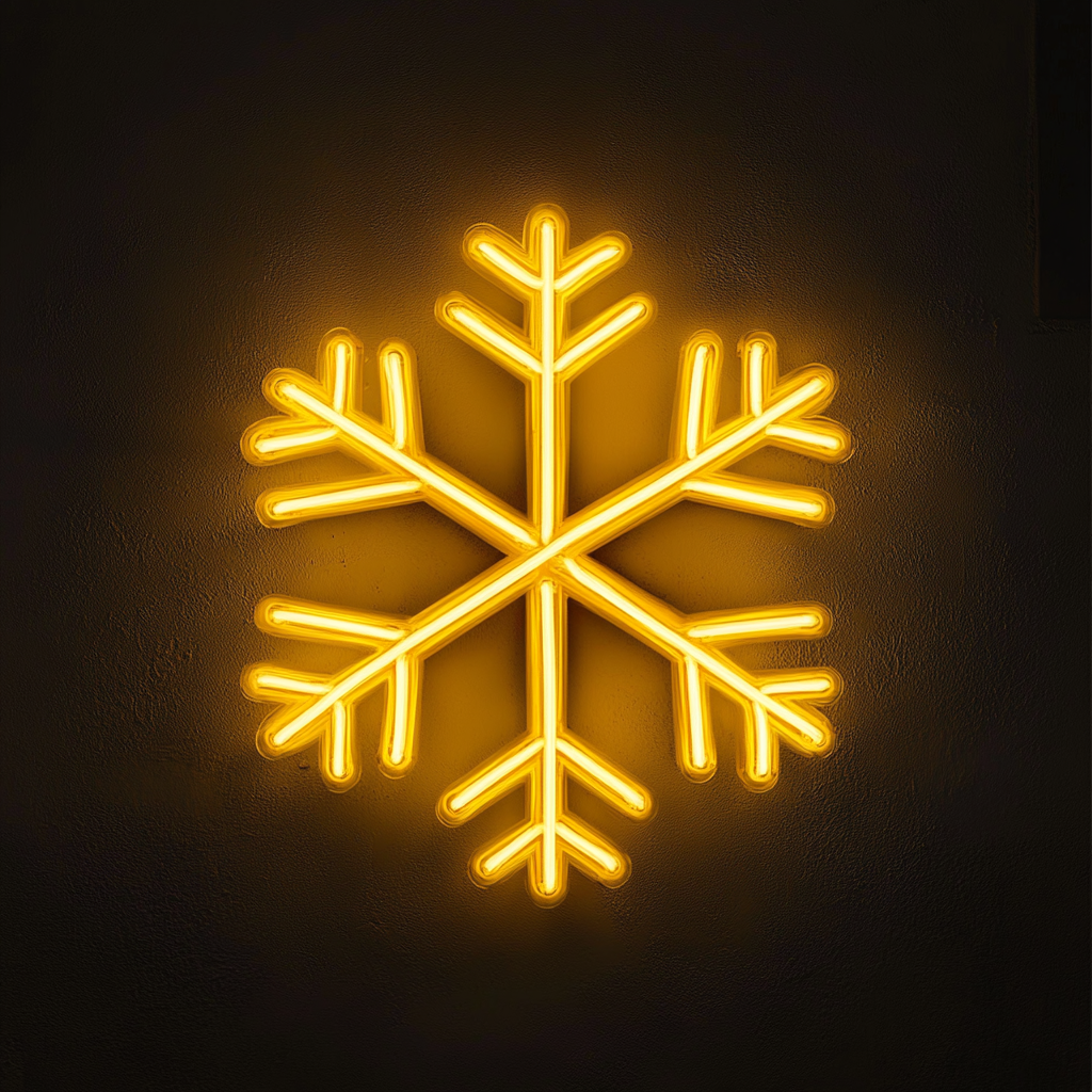 Snowflake - Yellow Neon Sign, 24 Inches