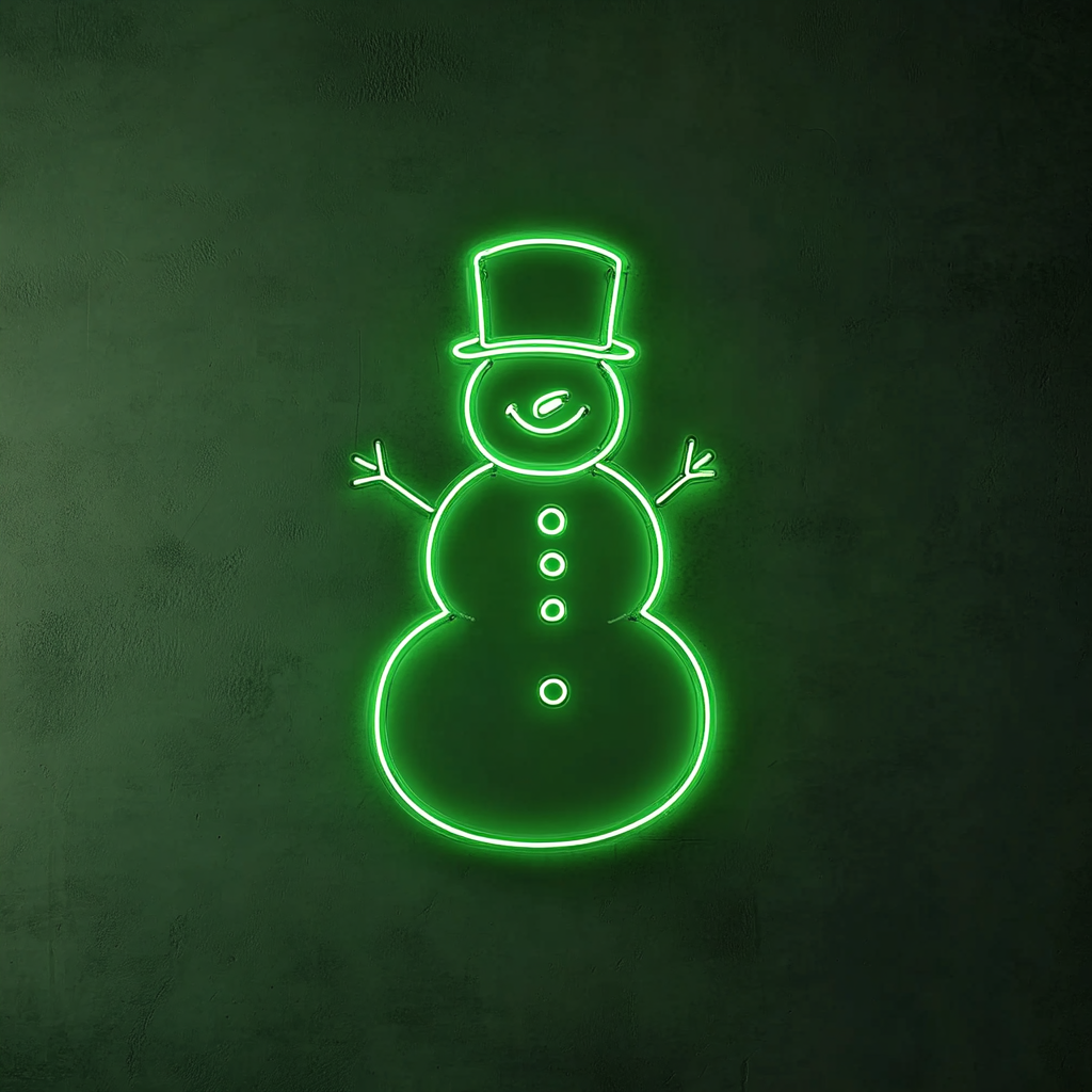 Snowman - Green Neon Sign, 18 Inches
