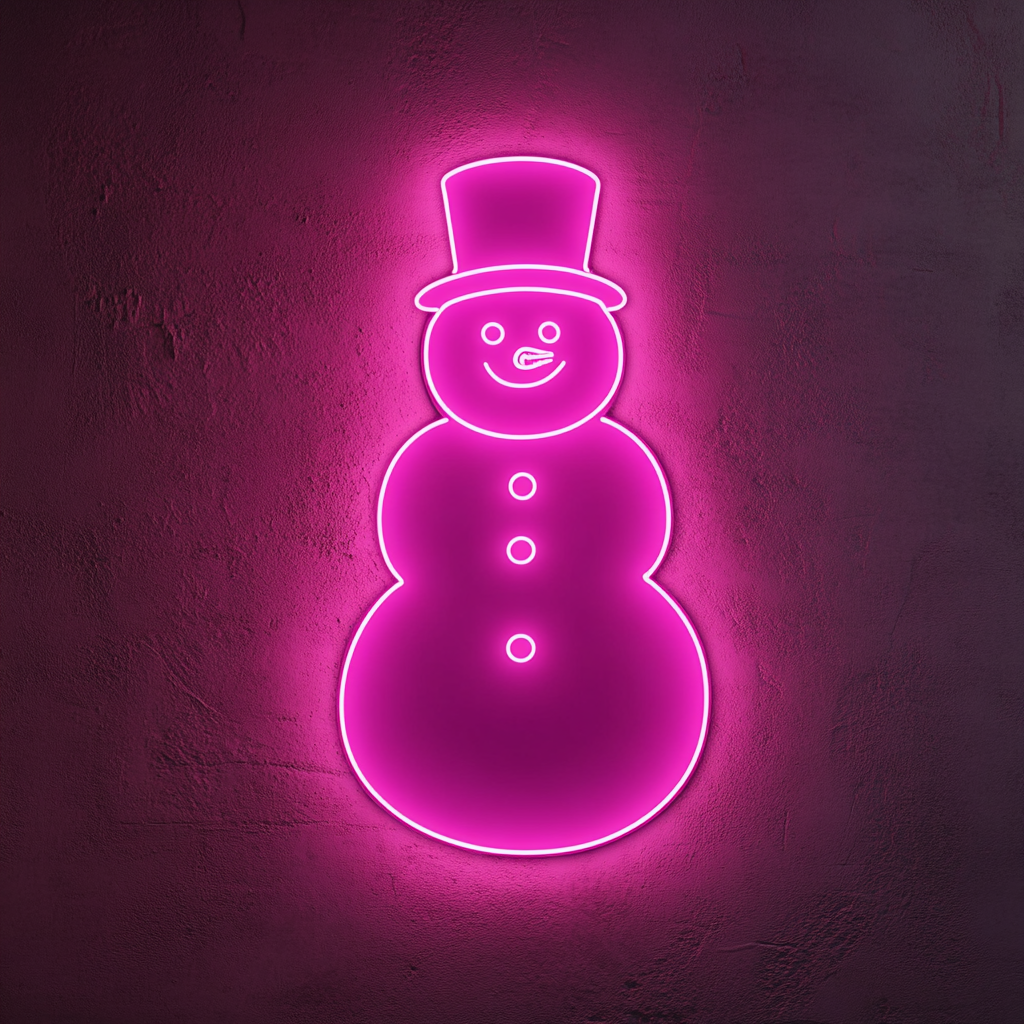 Snowman - Pink Neon Sign, 18 Inches