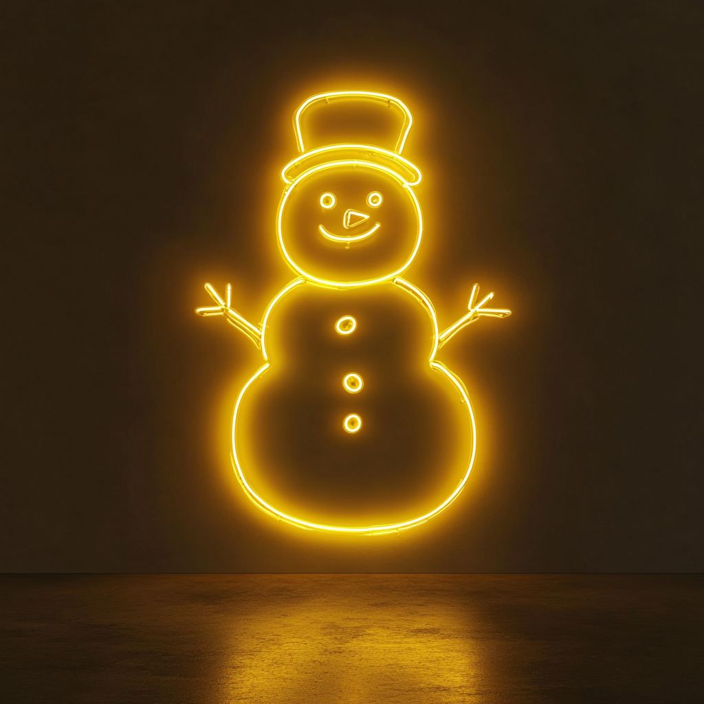 Snowman - Yellow Neon Sign, 18 Inches