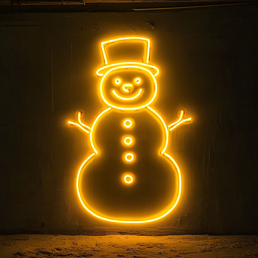Snowman - Yellow Neon Sign, 18 Inches