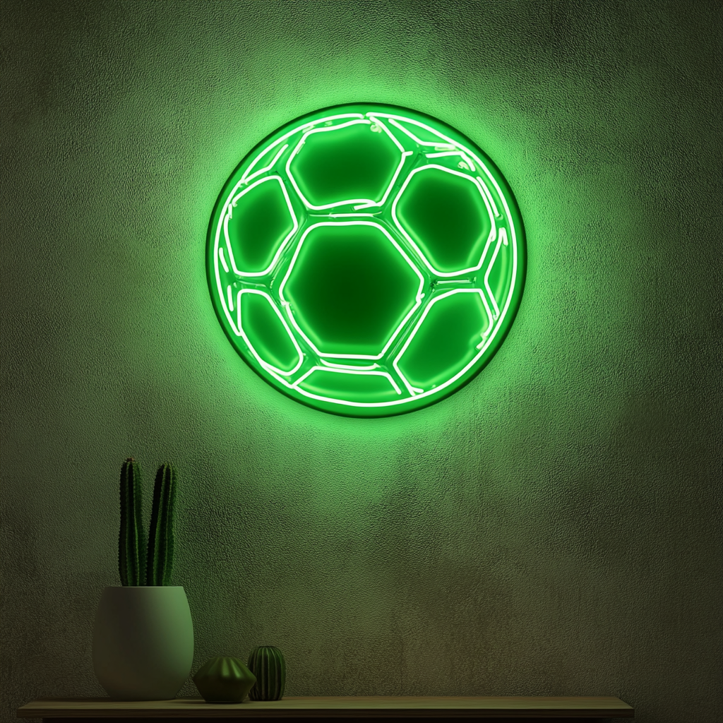 Soccerball - Green Neon Sign, 18 Inches