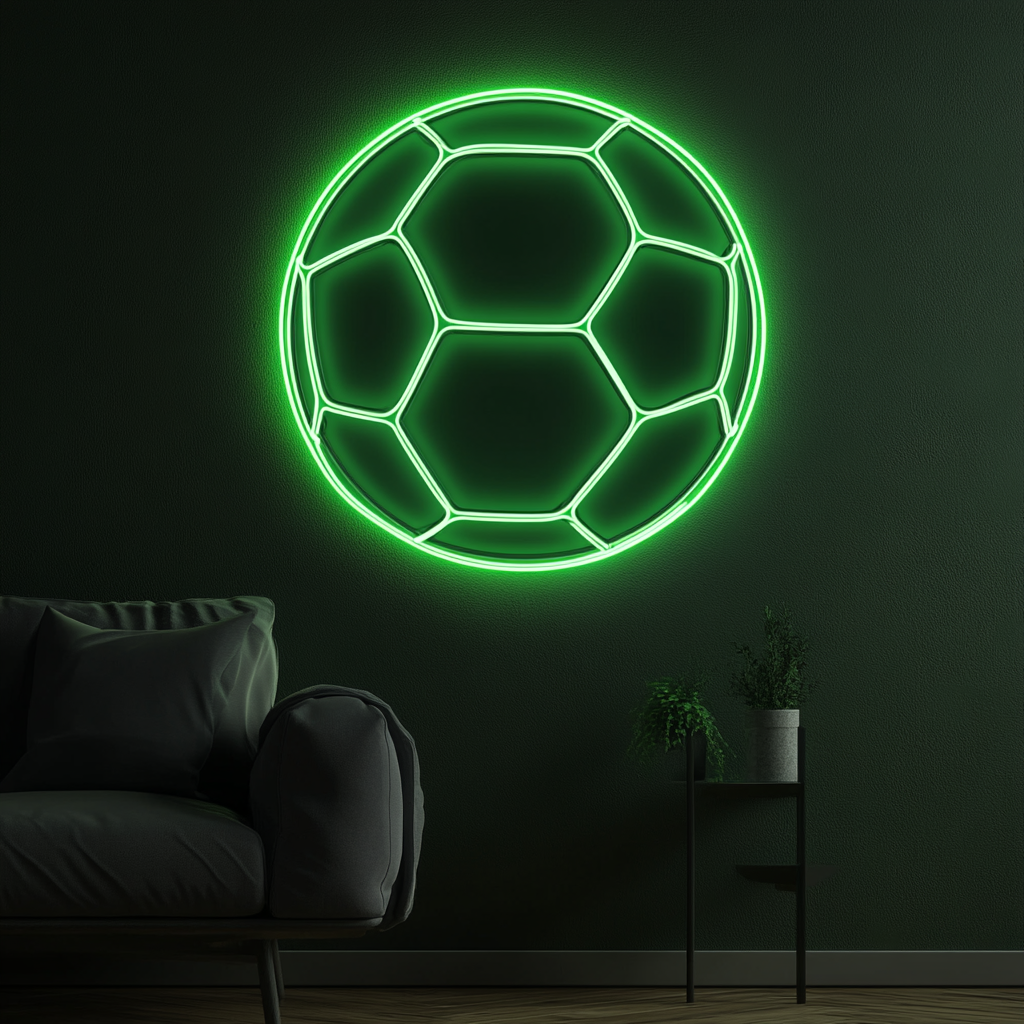 Soccerball - Green Neon Sign, 18 Inches