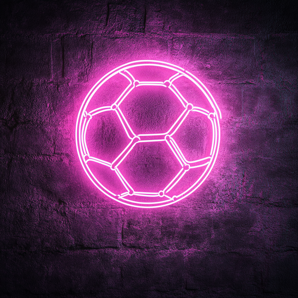 Soccerball - Pink Neon Sign, 24 Inches