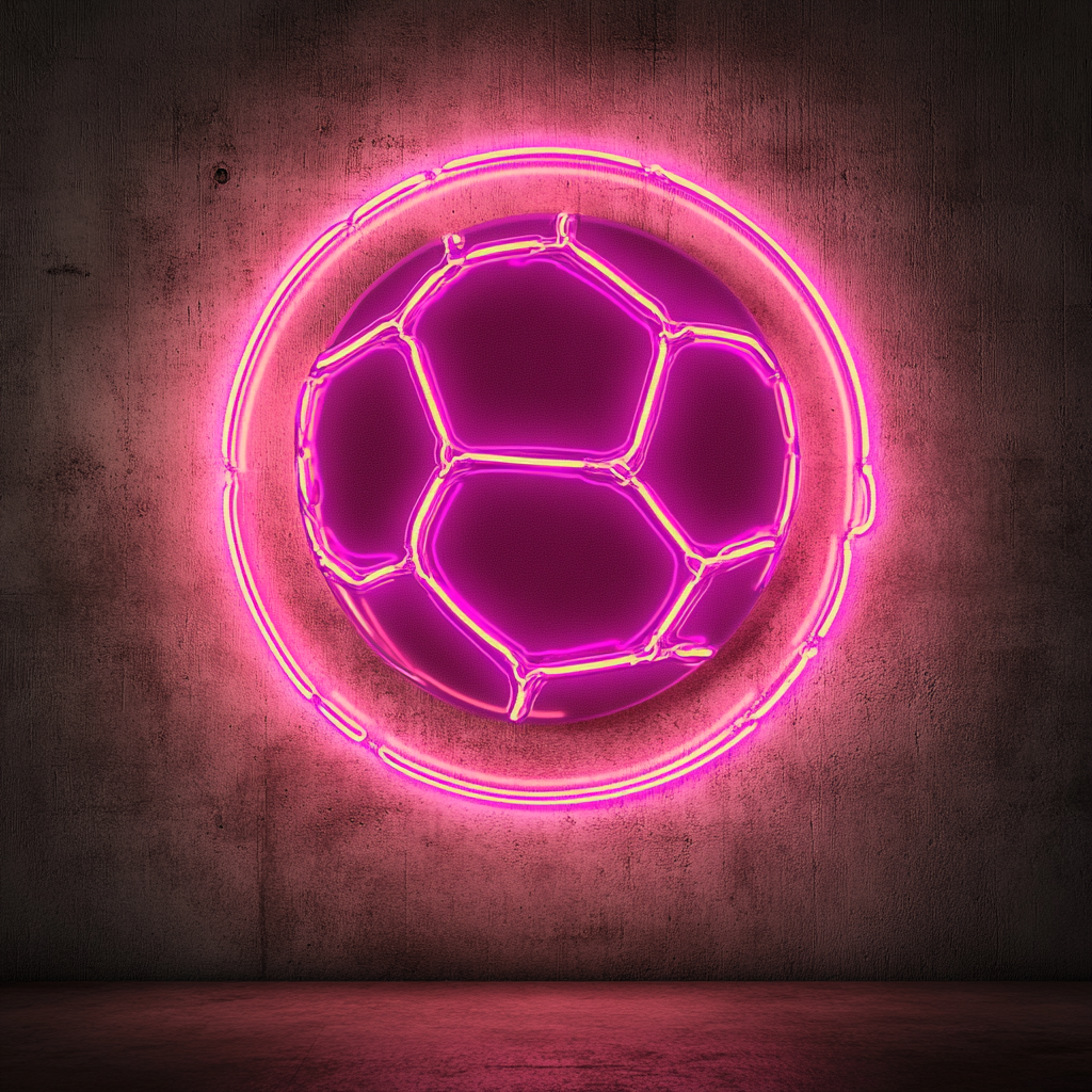 Soccerball - Pink Neon Sign, 24 Inches