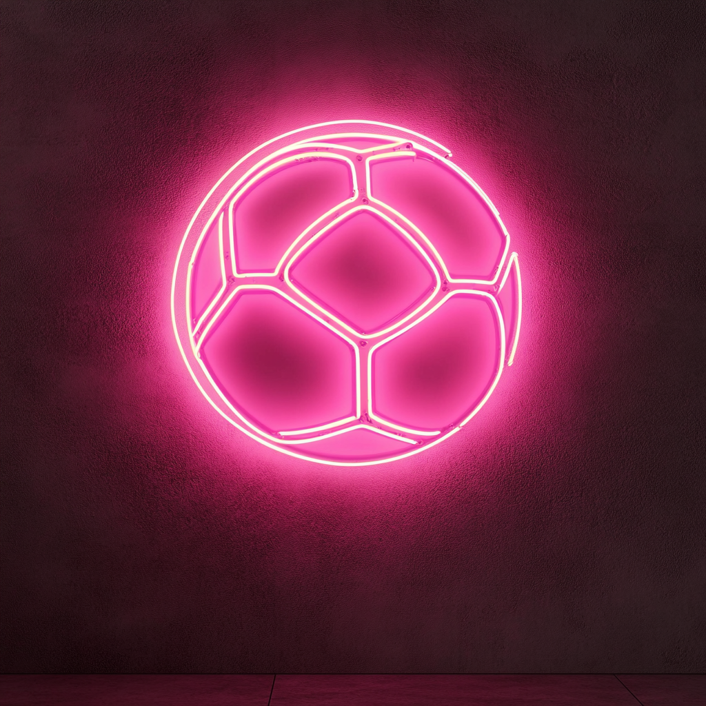 Soccerball - Pink Neon Sign, 18 Inches