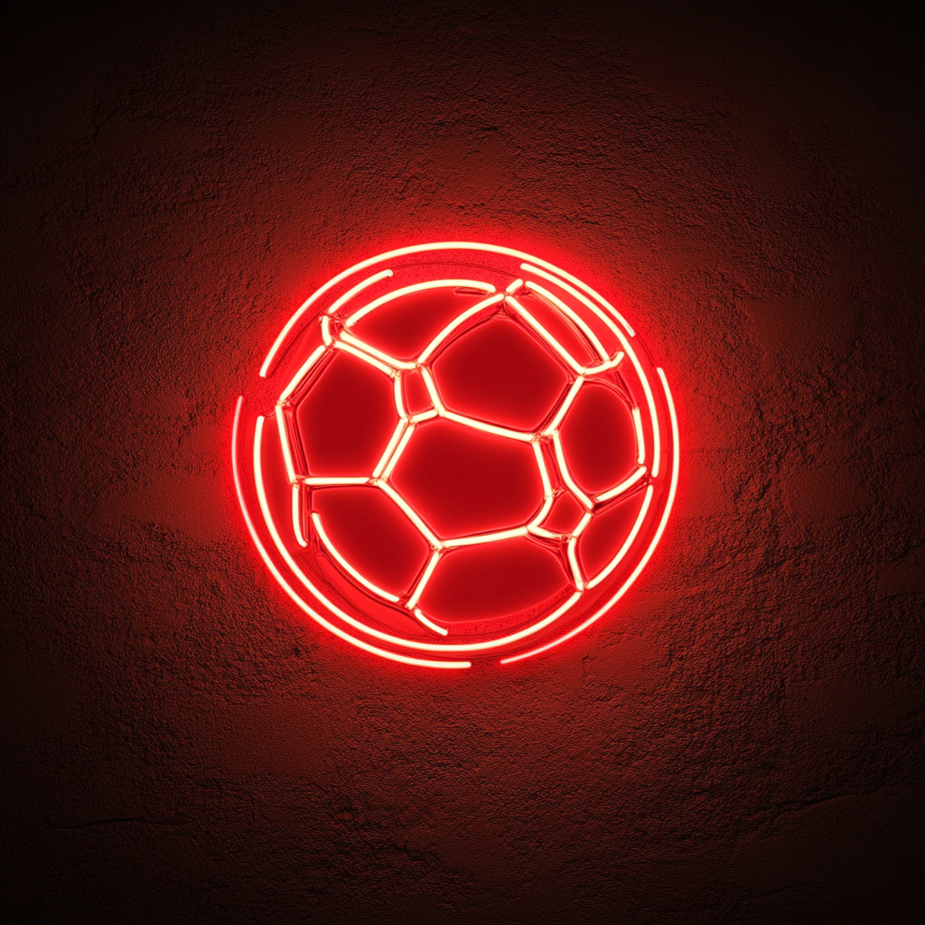 Soccerball - Red Neon Sign, 18 Inches