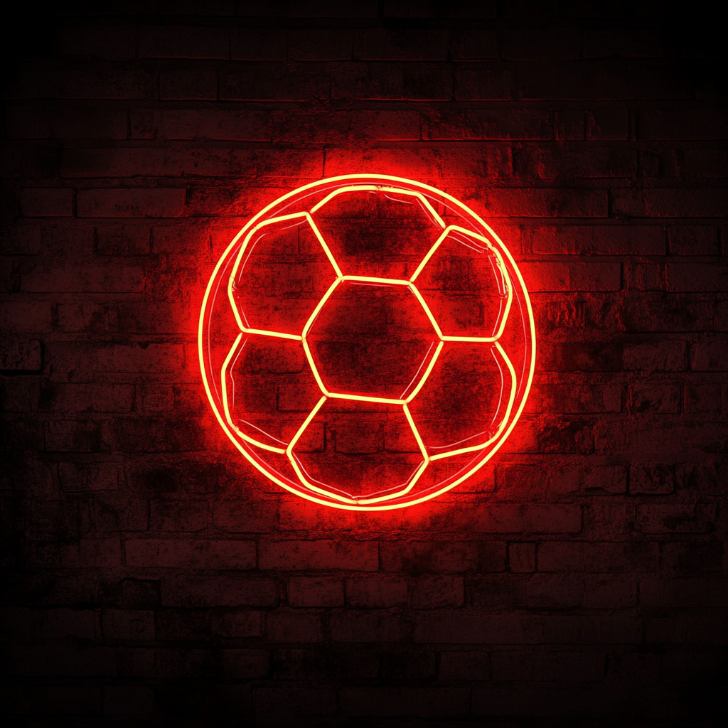 Soccerball - Red Neon Sign, 18 Inches