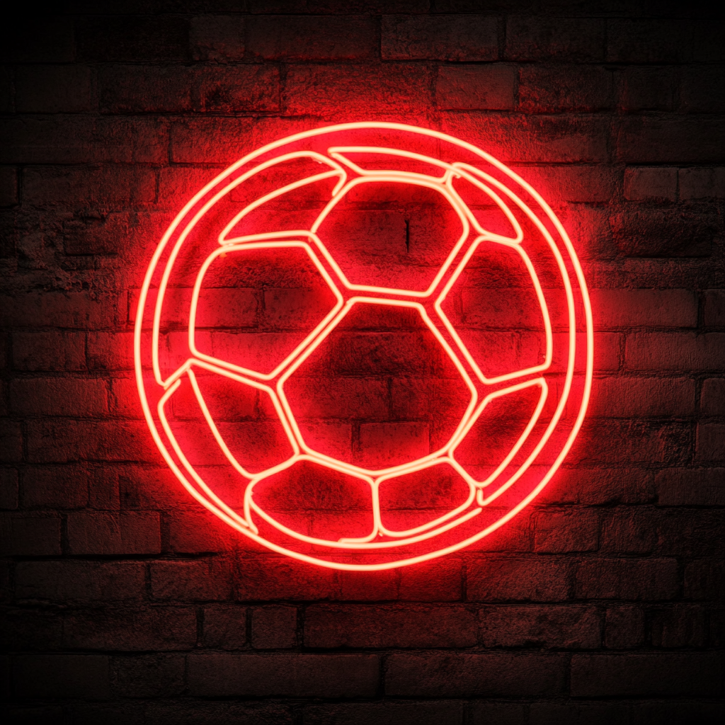 Soccerball - Red Neon Sign, 18 Inches