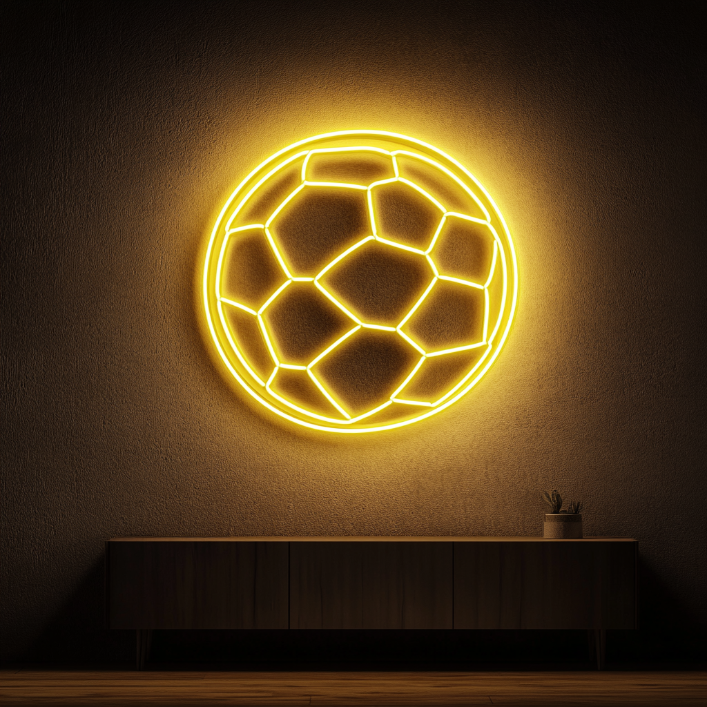 Soccerball - Yellow Neon Sign, 24 Inches