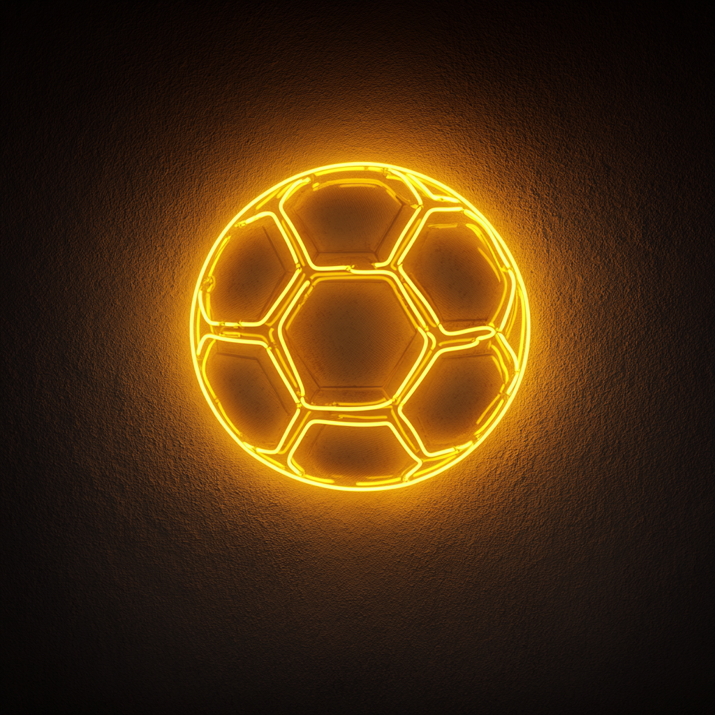Soccerball - Yellow Neon Sign, 18 Inches