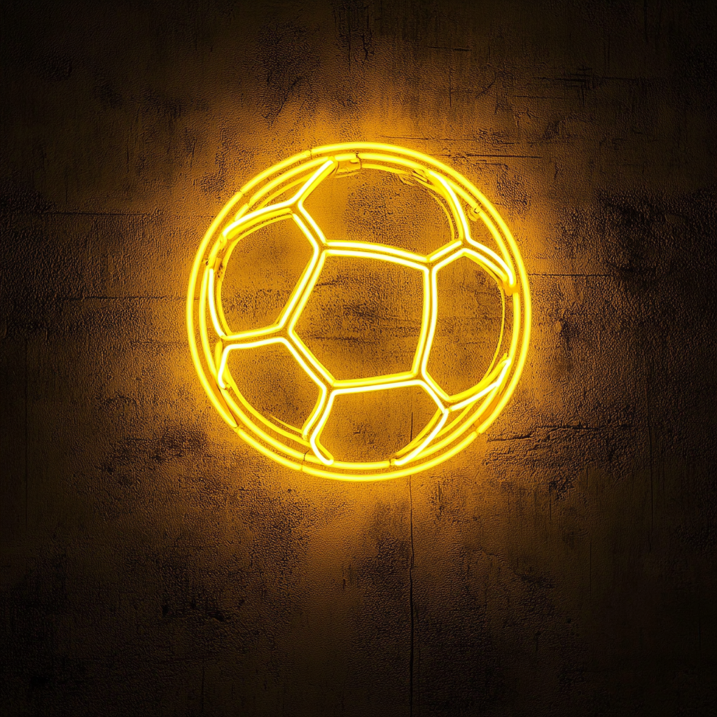 Soccerball - Yellow Neon Sign, 18 Inches