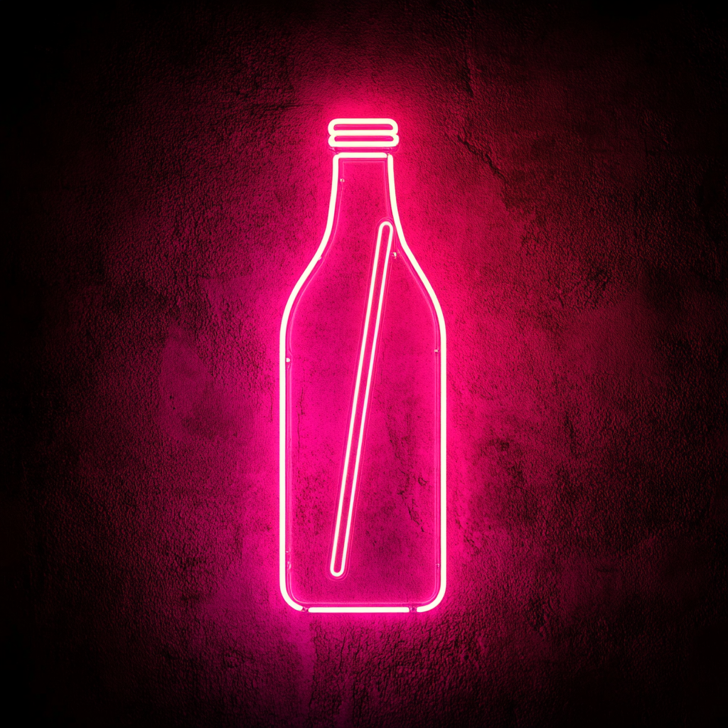 Soda Bottle with Straw - Pink Neon Sign, 18 Inches