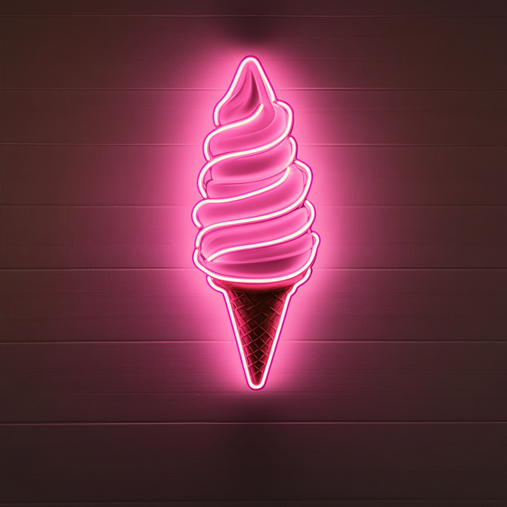 Soft-Serve Ice Cream Cone - Pink Neon Sign, 24 Inches