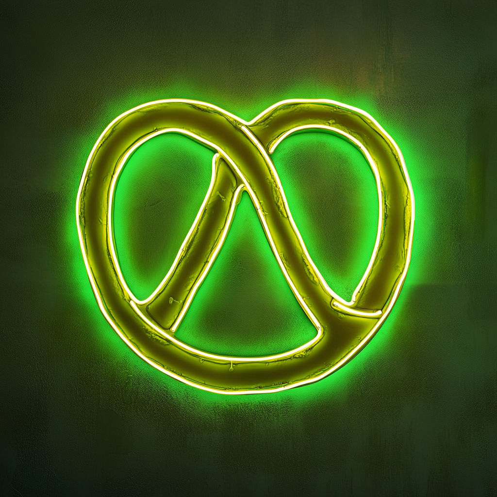 Soft Pretzel with Mustard - Green Neon Sign, 24 Inches