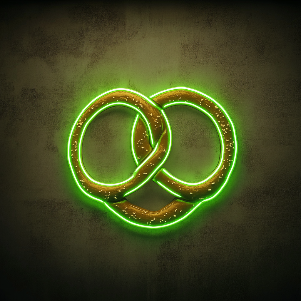 Soft Pretzel with Mustard - Green Neon Sign, 24 Inches