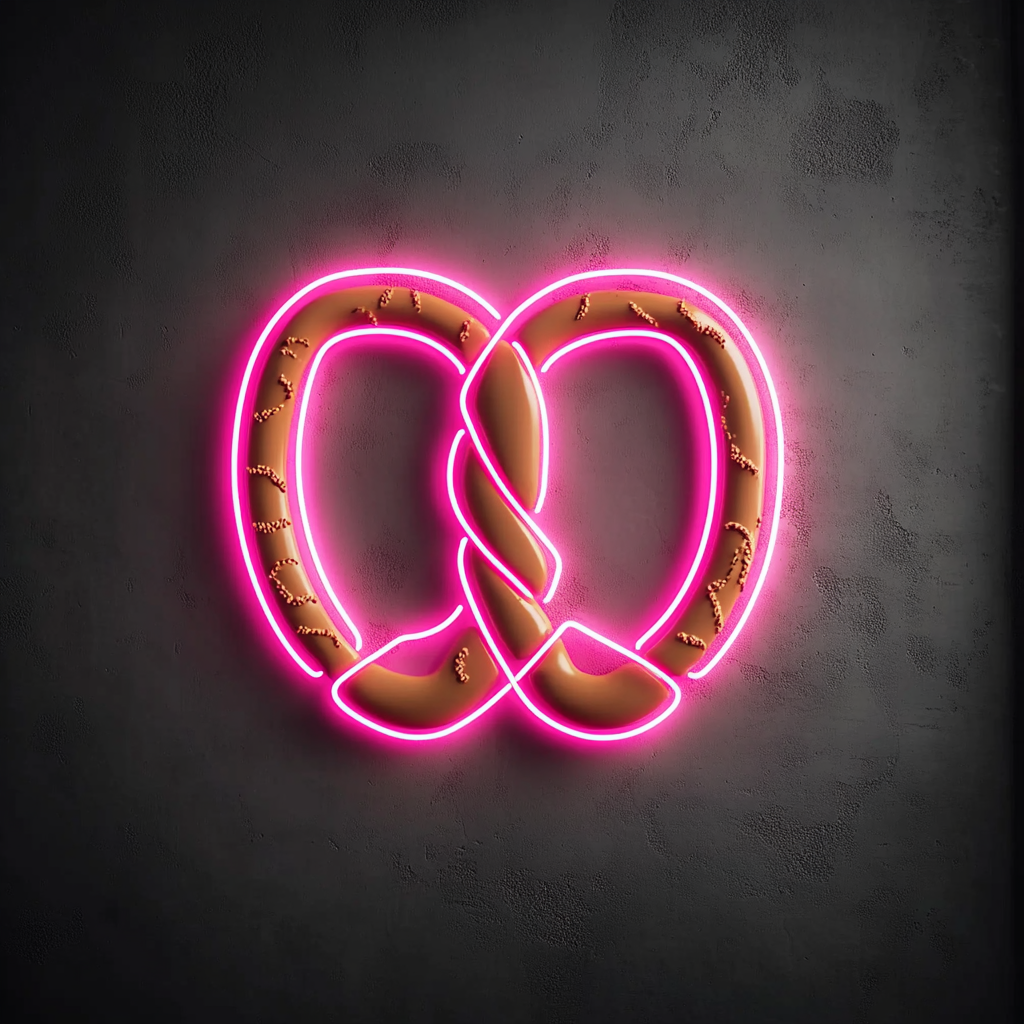 Soft Pretzel with Mustard - Pink Neon Sign, 24 Inches
