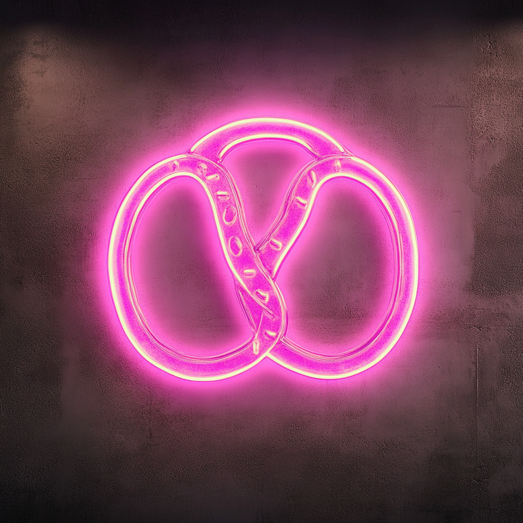 Soft Pretzel with Mustard - Pink Neon Sign, 18 Inches
