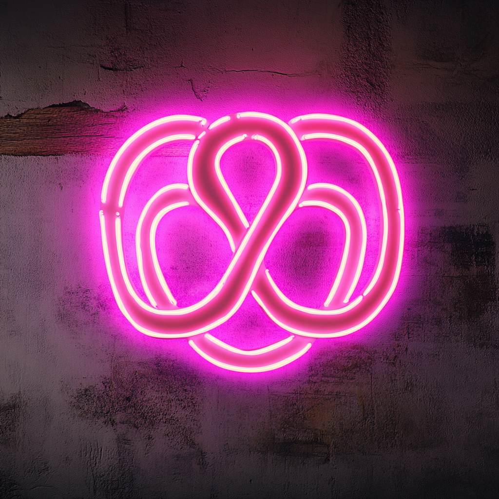 Soft Pretzel with Mustard - Pink Neon Sign, 18 Inches