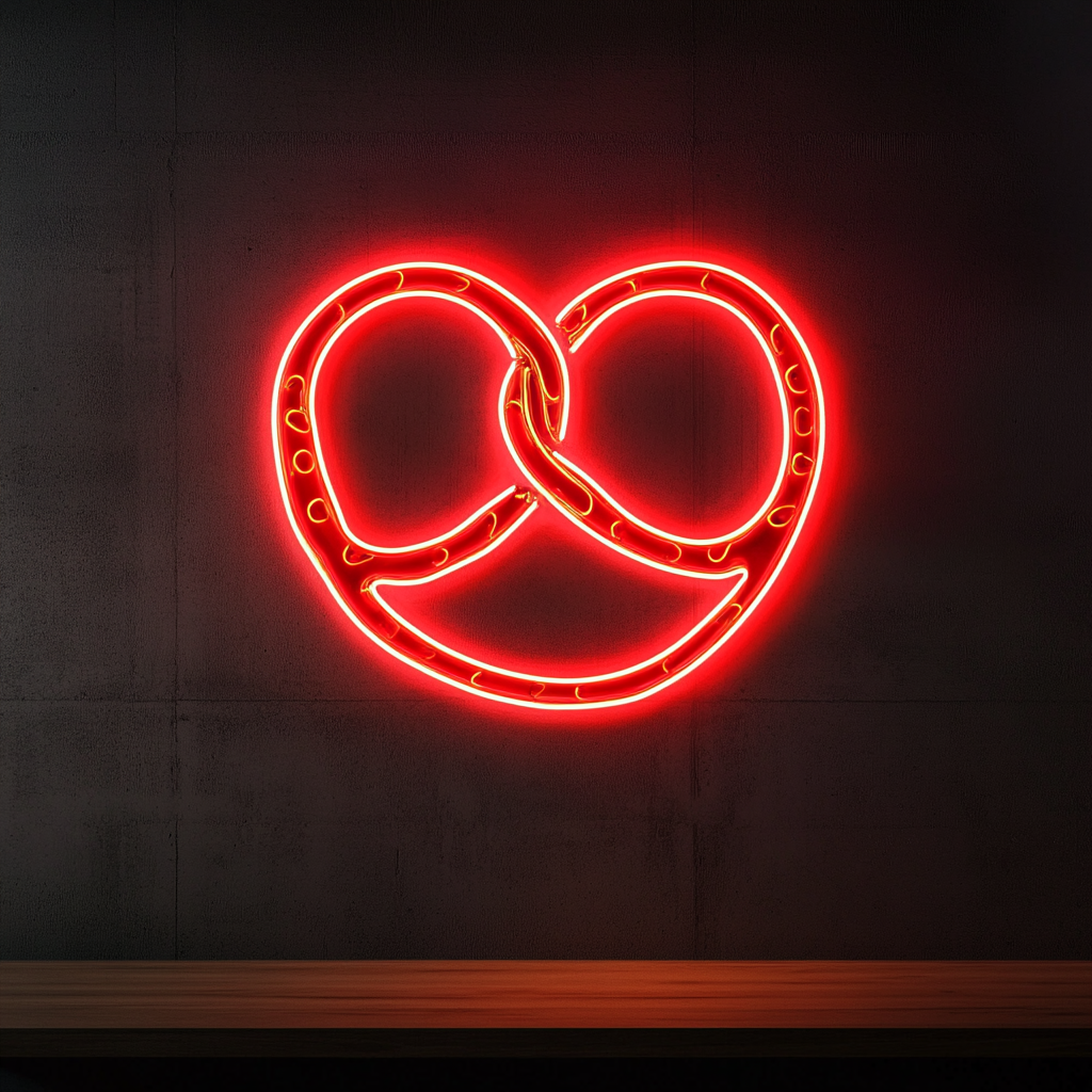 Soft Pretzel with Mustard - Red Neon Sign, 24 Inches