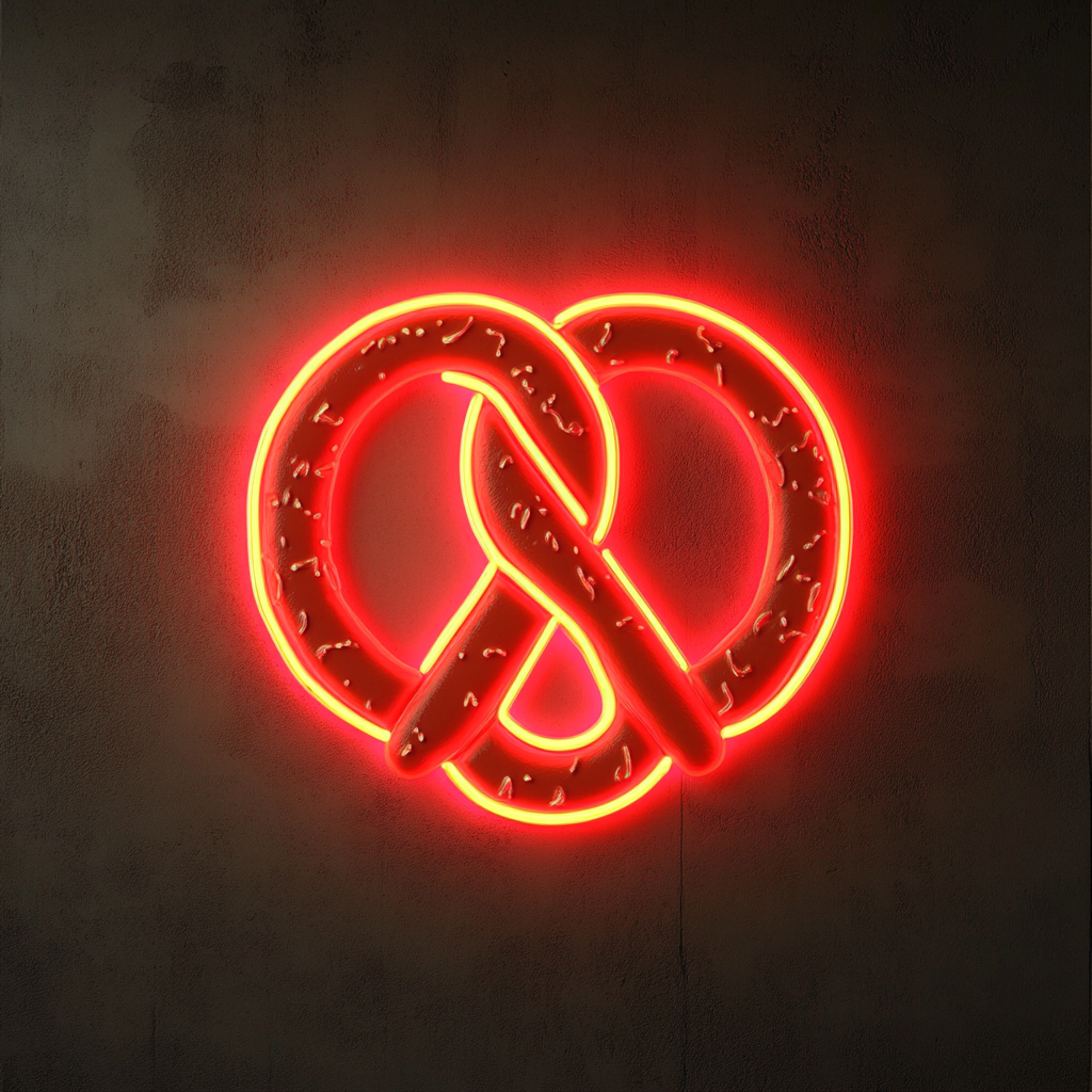 Soft Pretzel with Mustard - Red Neon Sign, 24 Inches