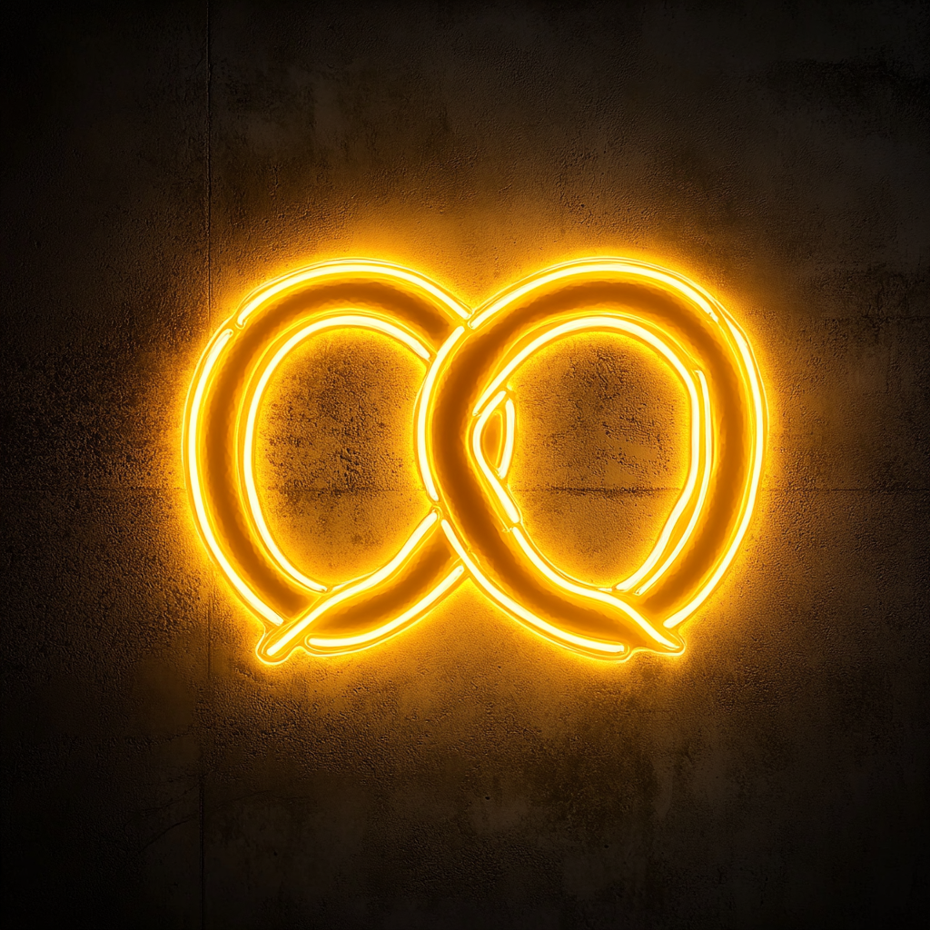 Soft Pretzel with Mustard - Yellow Neon Sign, 18 Inches