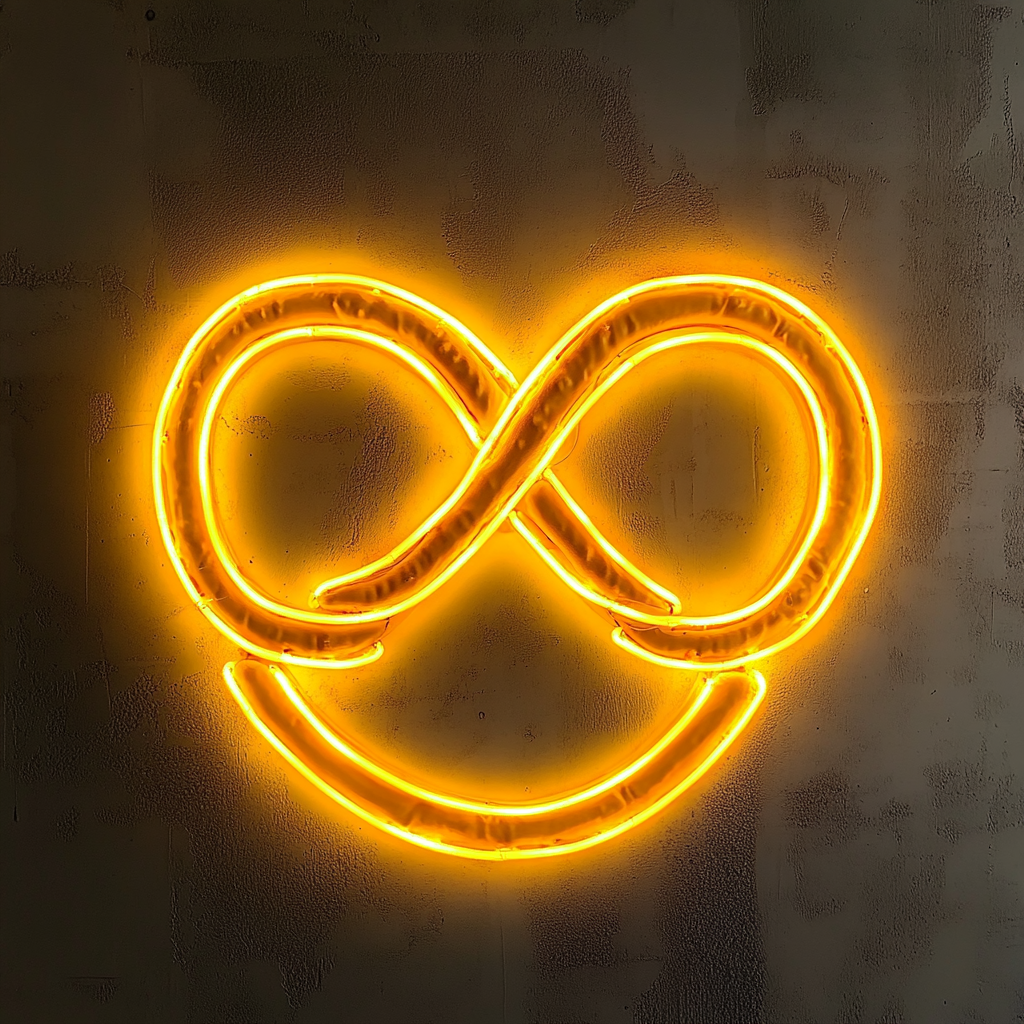 Soft Pretzel with Mustard - Yellow Neon Sign, 18 Inches