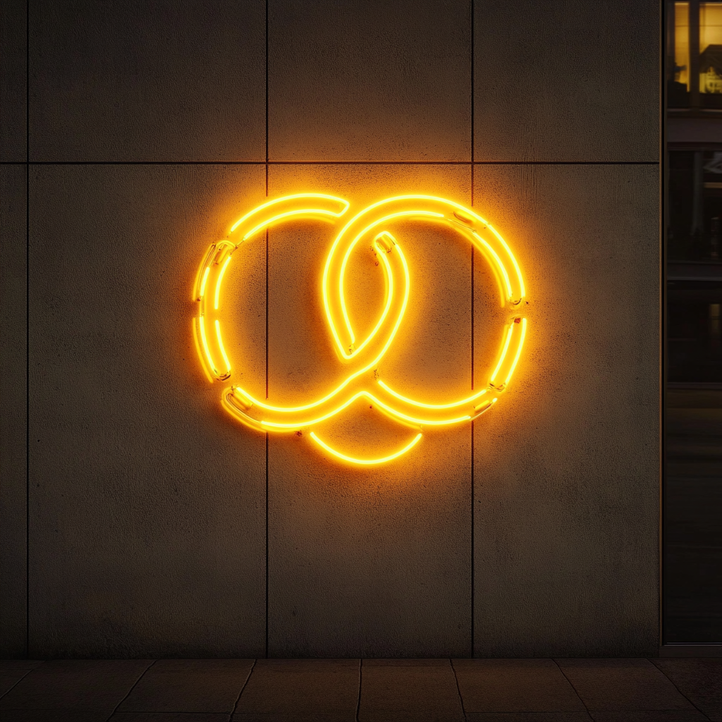 Soft Pretzel with Mustard - Yellow Neon Sign, 18 Inches