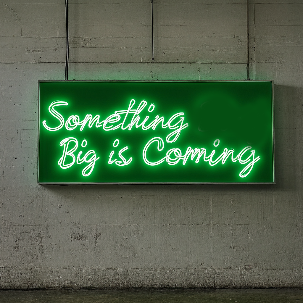 "Something Big is Coming" - Green Neon Sign, 24 Inches