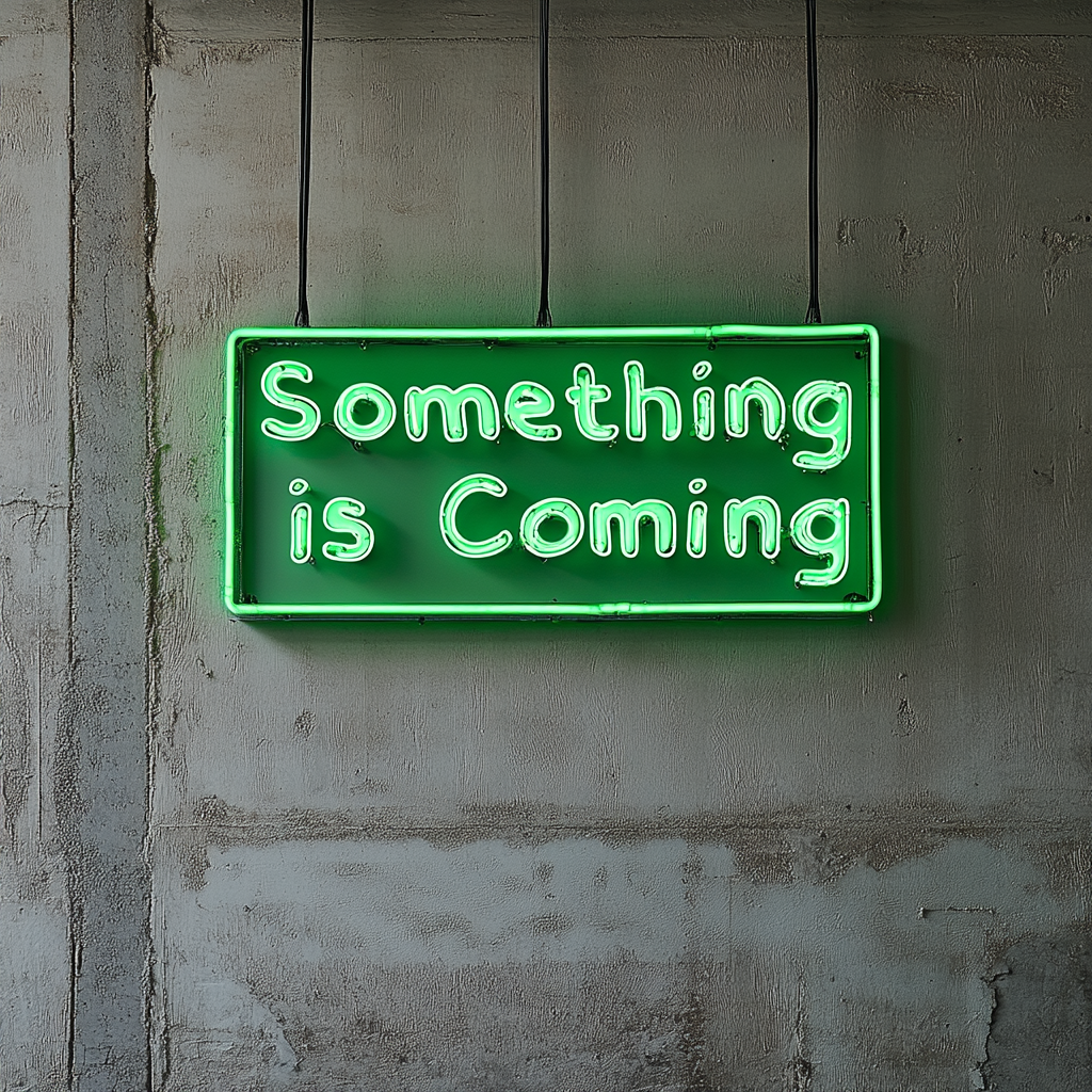 "Something Big is Coming" - Green Neon Sign, 24 Inches