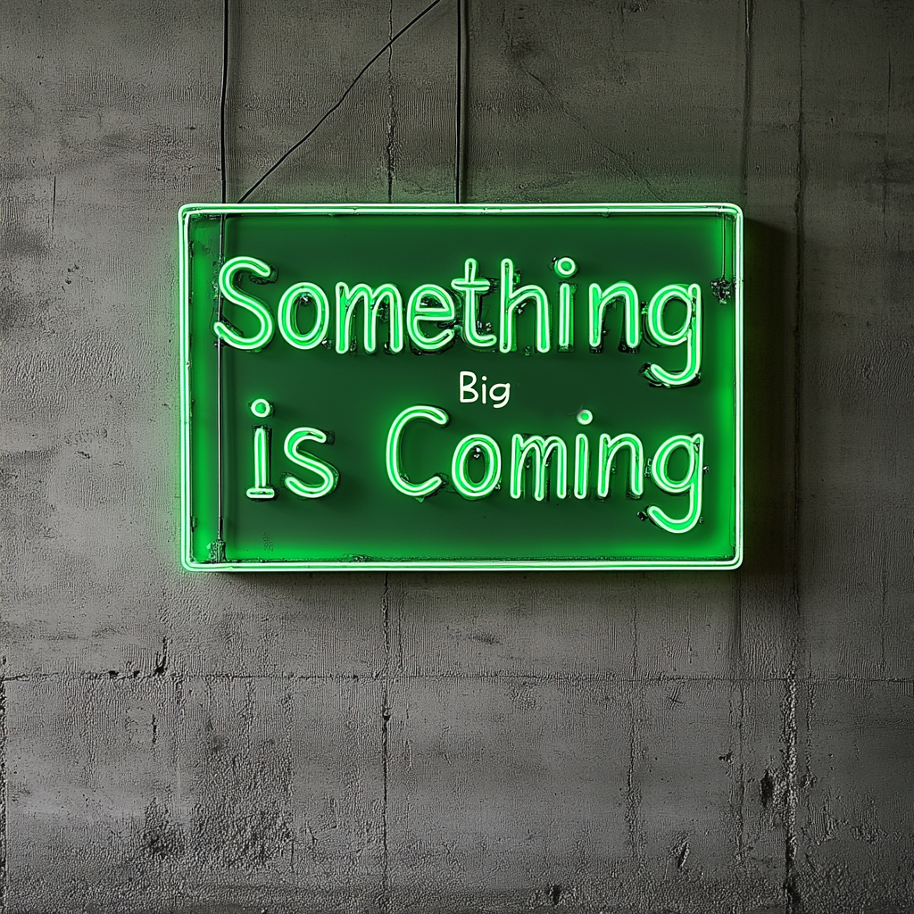 "Something Big is Coming" - Green Neon Sign, 24 Inches
