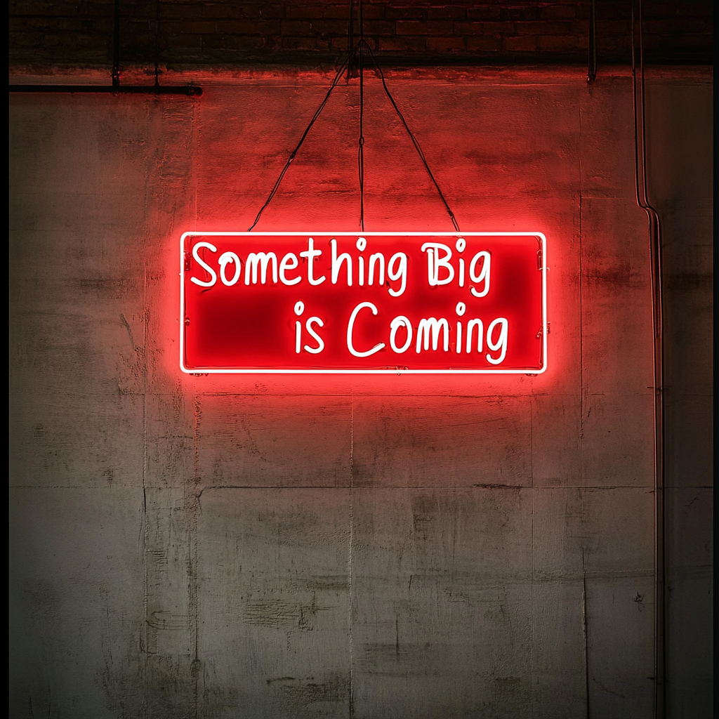 "Something Big is Coming" - Red Neon Sign, 24 Inches