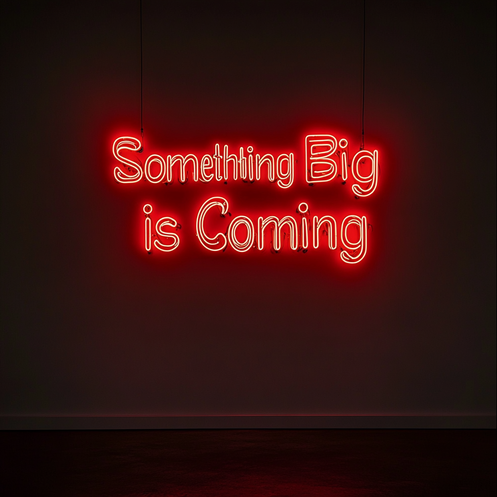 "Something Big is Coming" - Red Neon Sign, 24 Inches