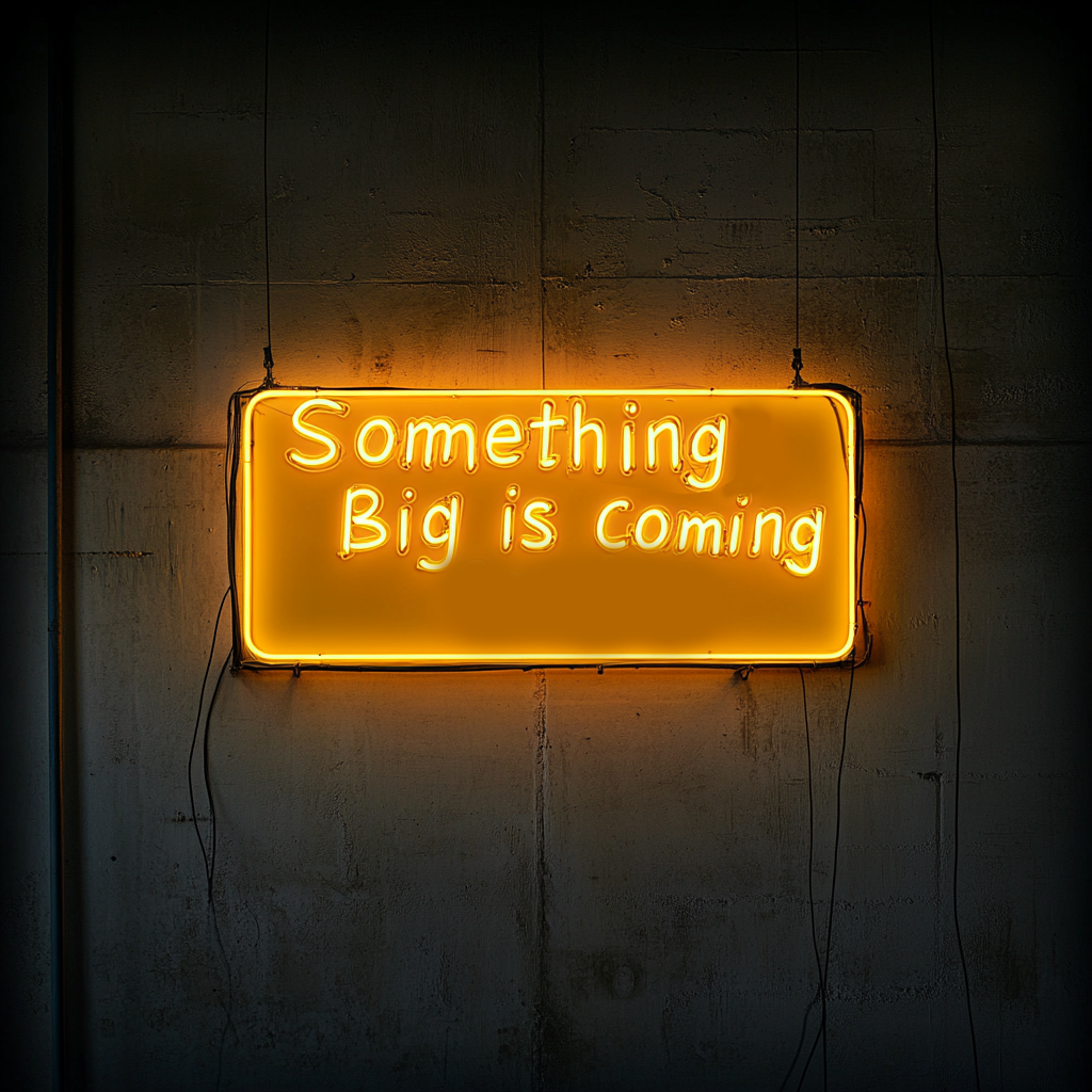 "Something Big is Coming" - Yellow Neon Sign, 24 Inches