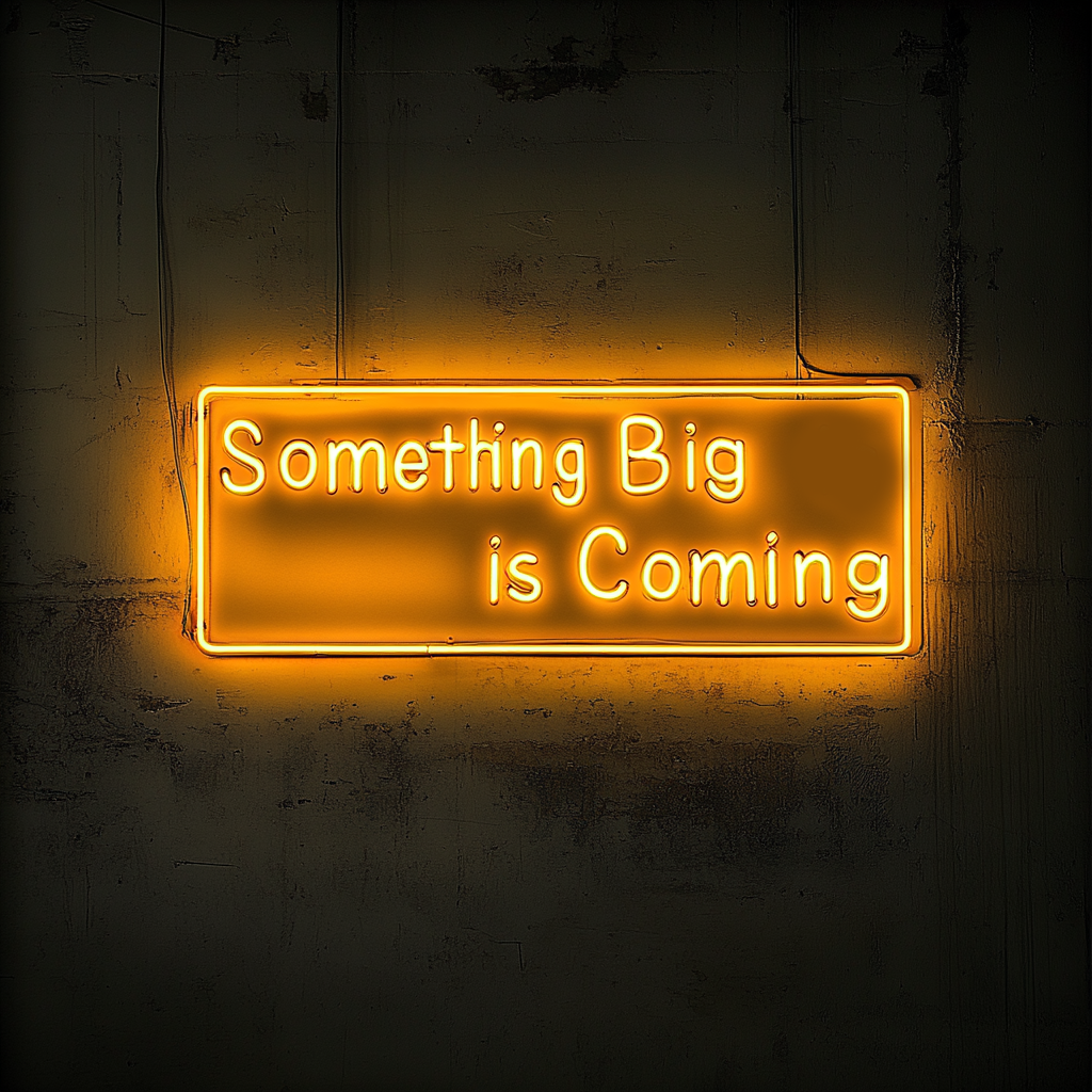 "Something Big is Coming" - Yellow Neon Sign, 24 Inches