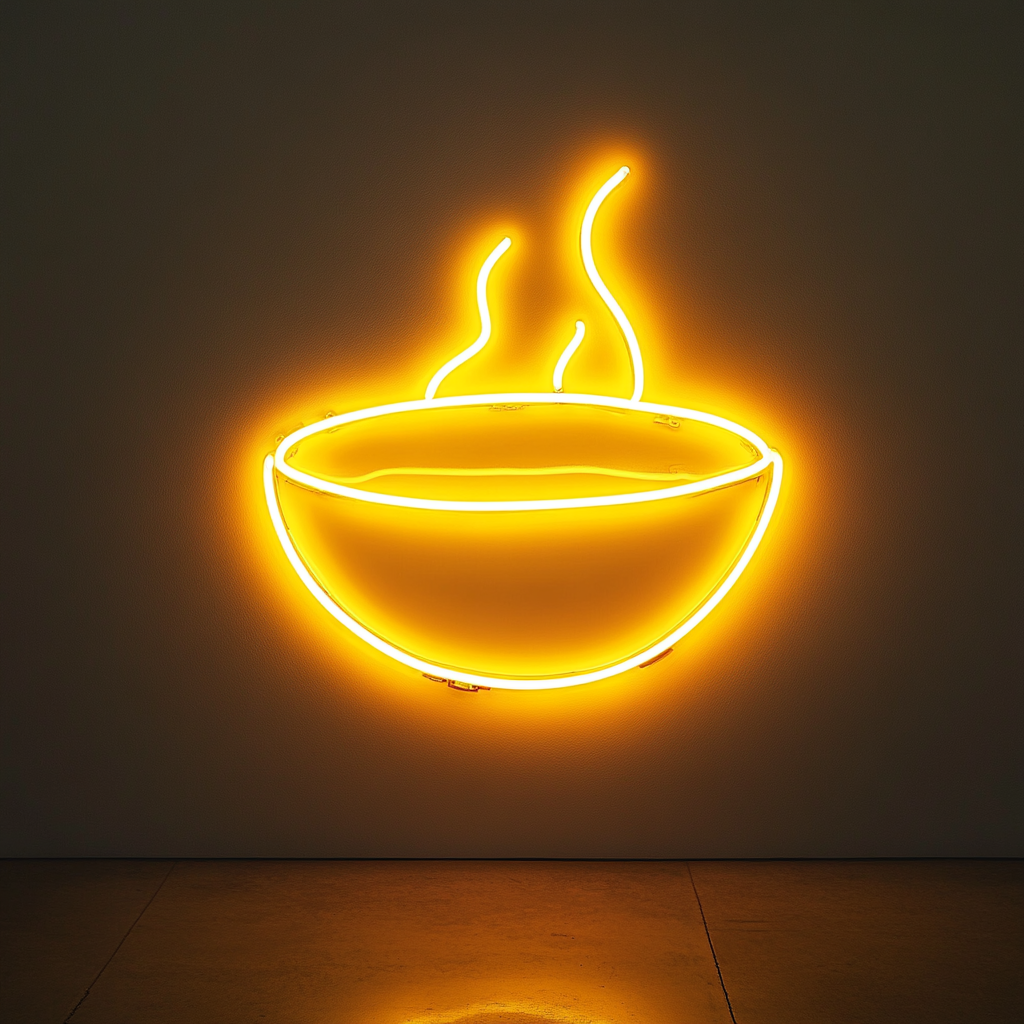 Soup Bowl - Yellow Neon Sign, 18 Inches