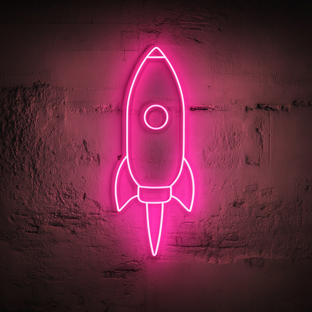 Space Rocket - Pink Neon Sign, 18 Inches