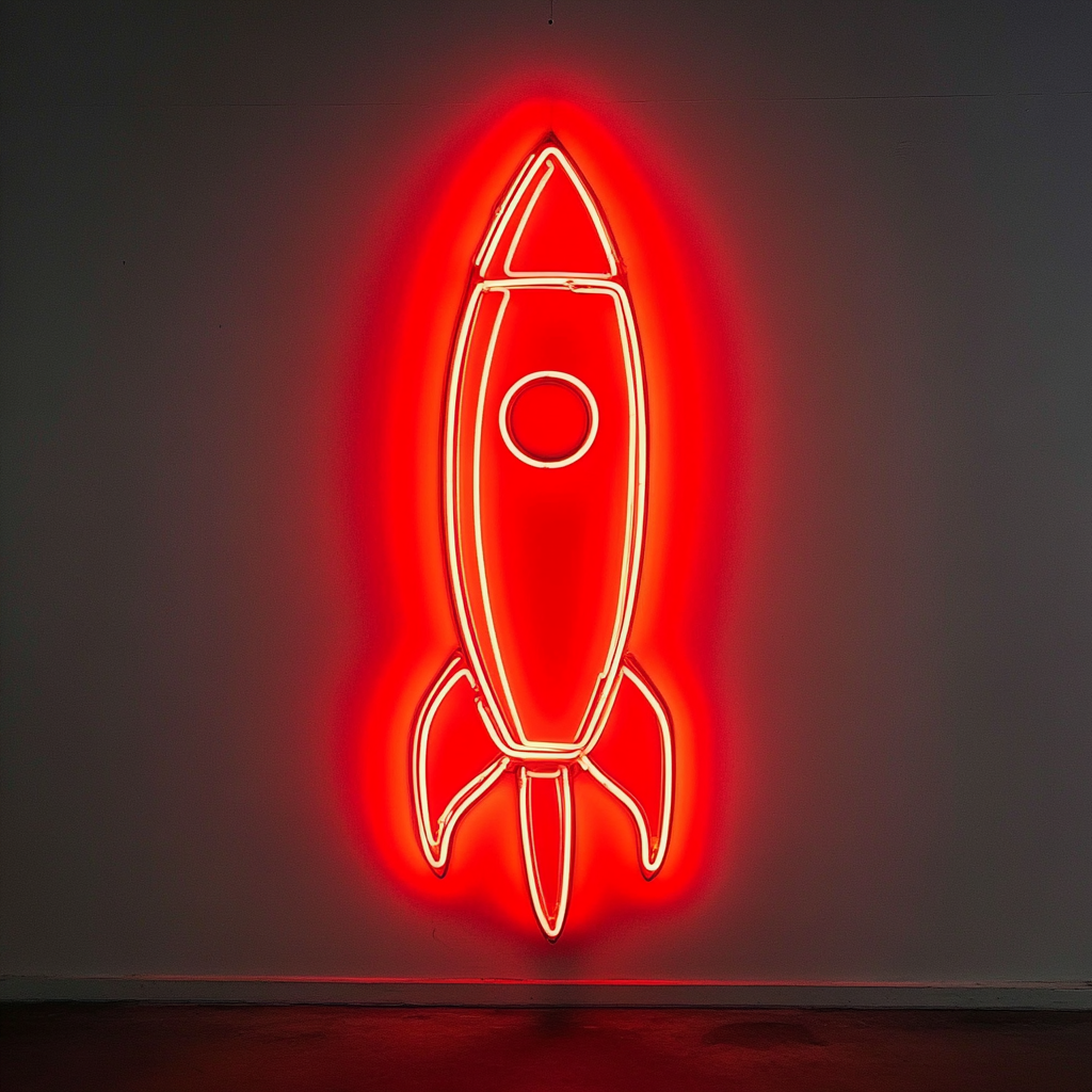 Space Rocket - Red Neon Sign, 24 Inches