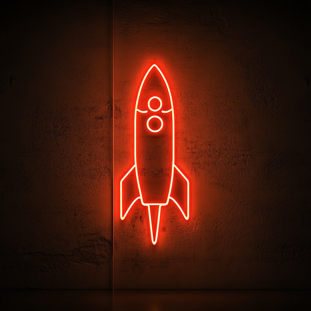 Space Rocket - Red Neon Sign, 24 Inches