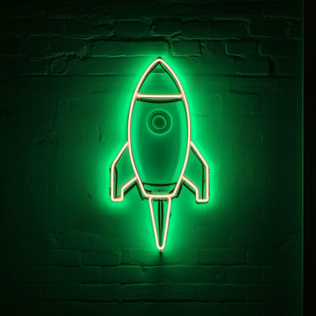 Spaceship - Green Neon Sign, 24 Inches