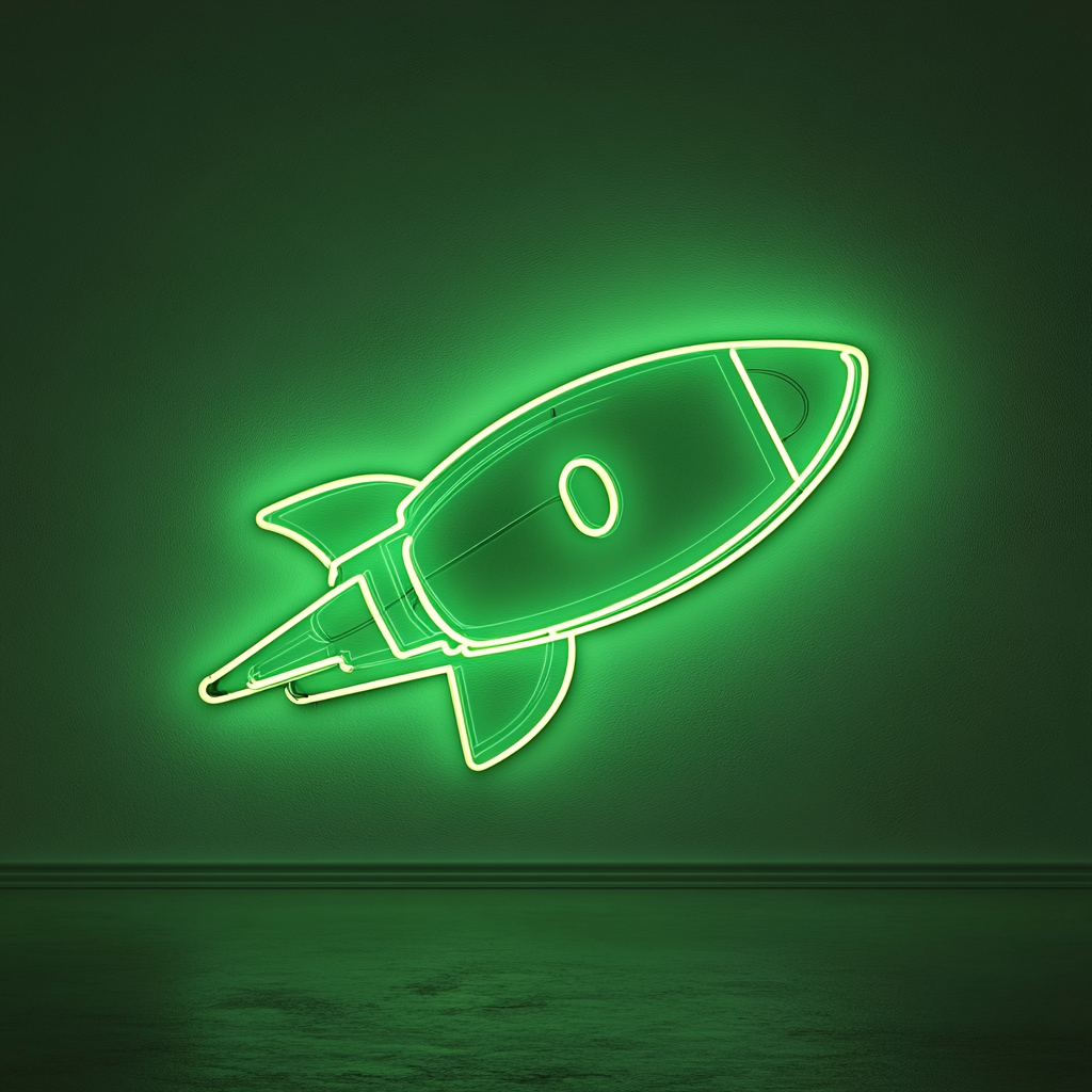 Spaceship - Green Neon Sign, 18 Inches