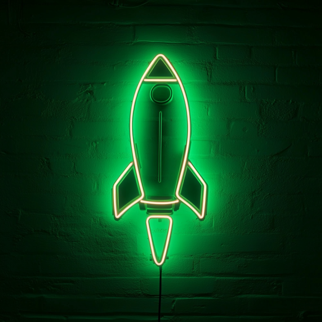 Spaceship - Green Neon Sign, 24 Inches