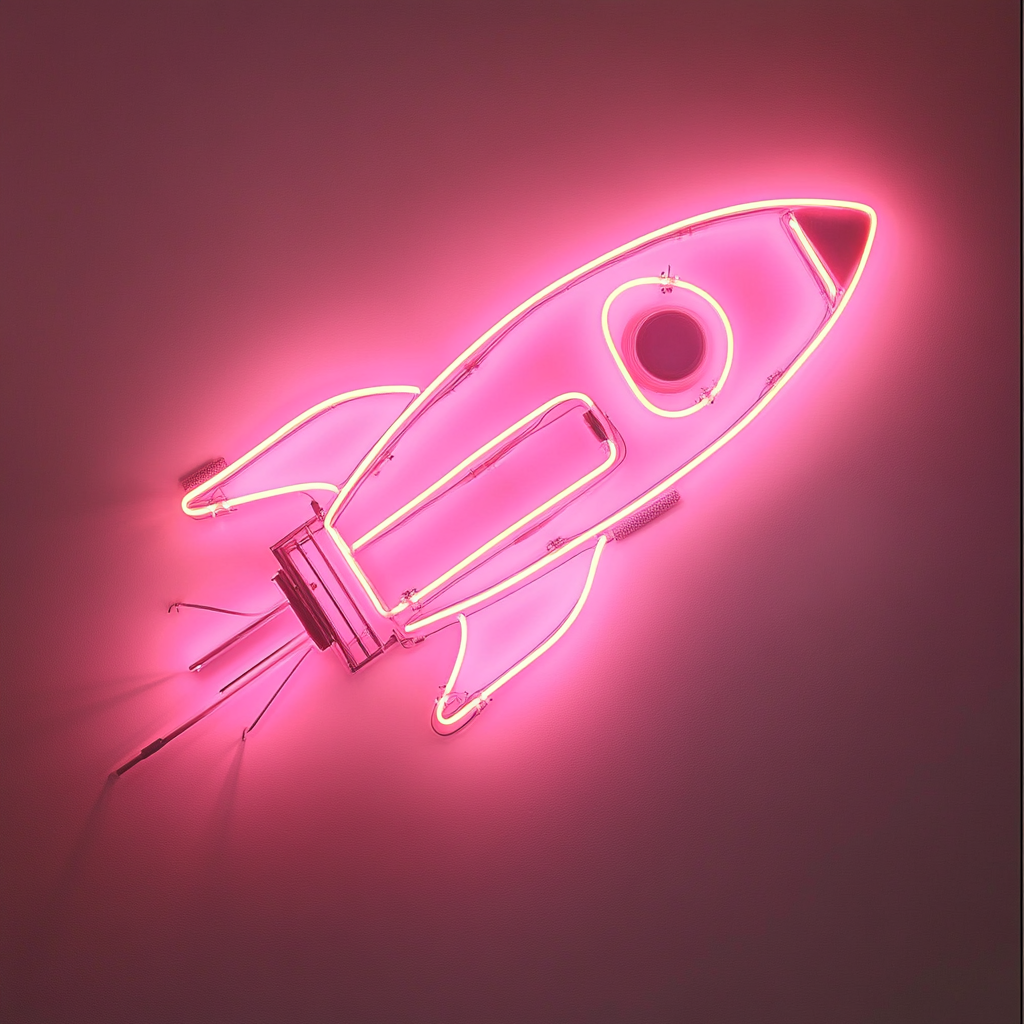 Spaceship - Pink Neon Sign, 18 Inches