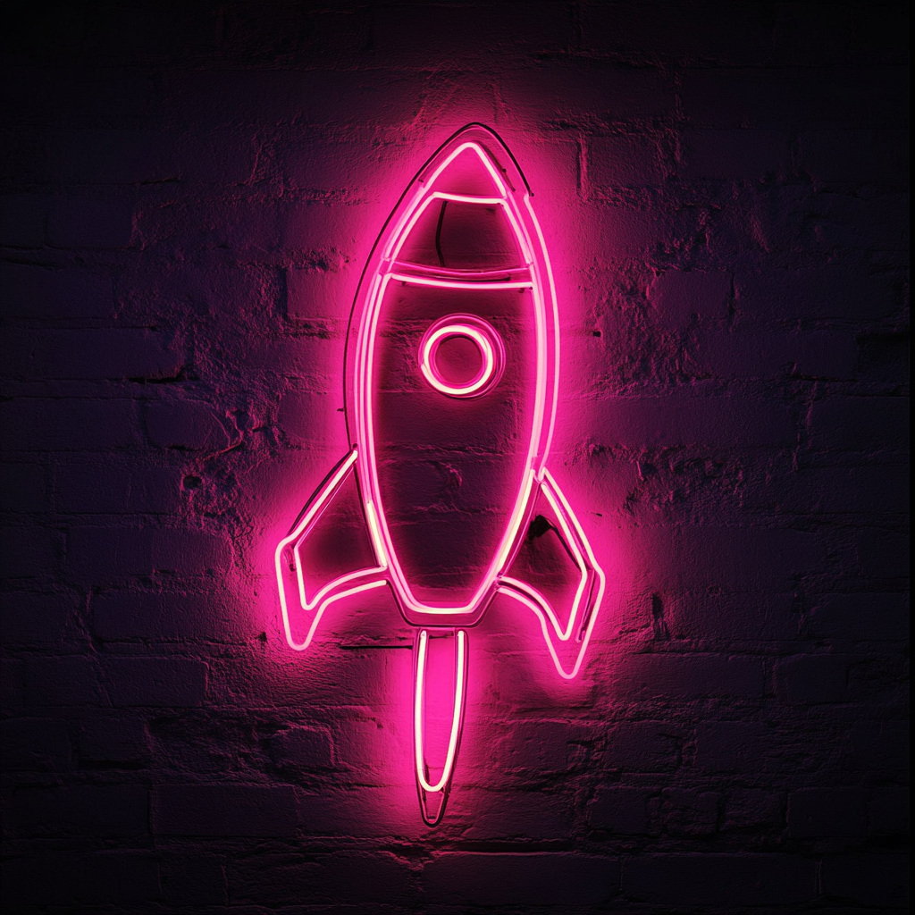 Spaceship - Pink Neon Sign, 24 Inches