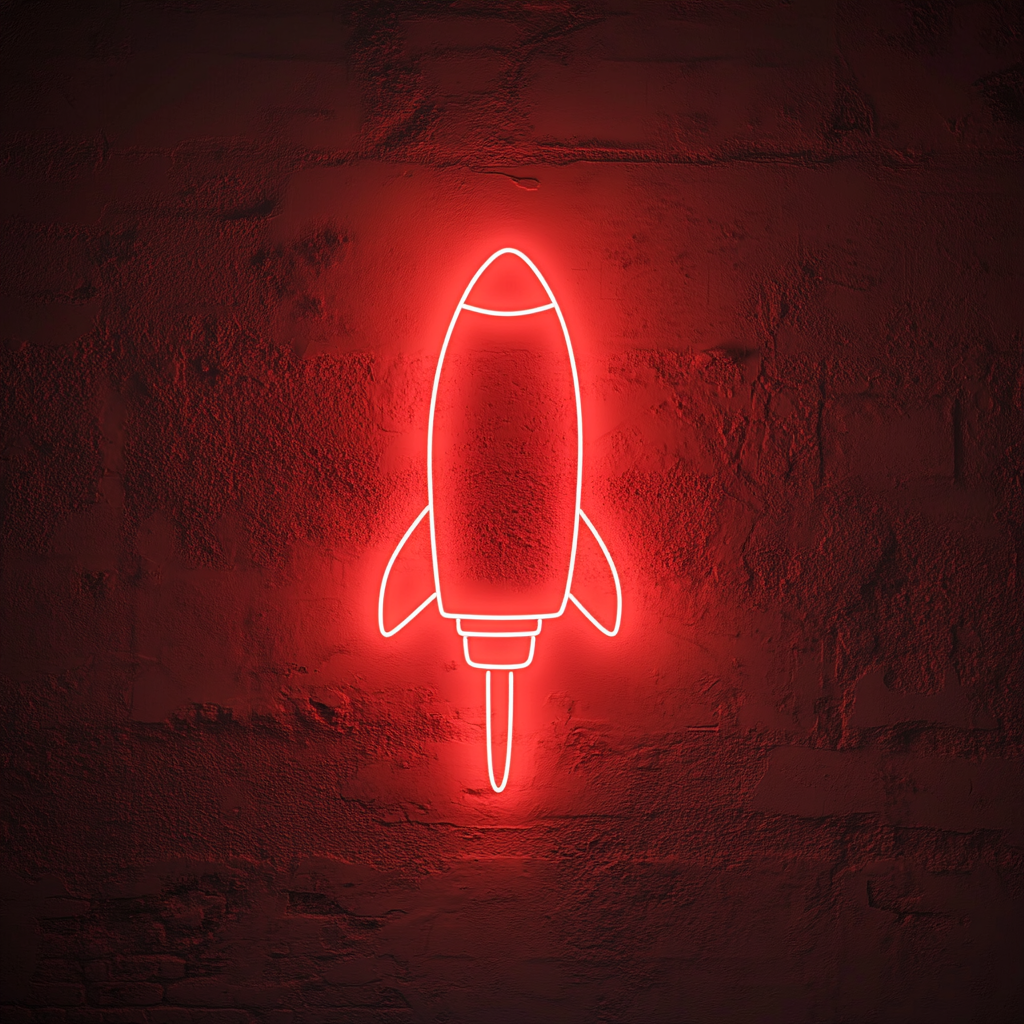 Spaceship - Red Neon Sign, 18 Inches