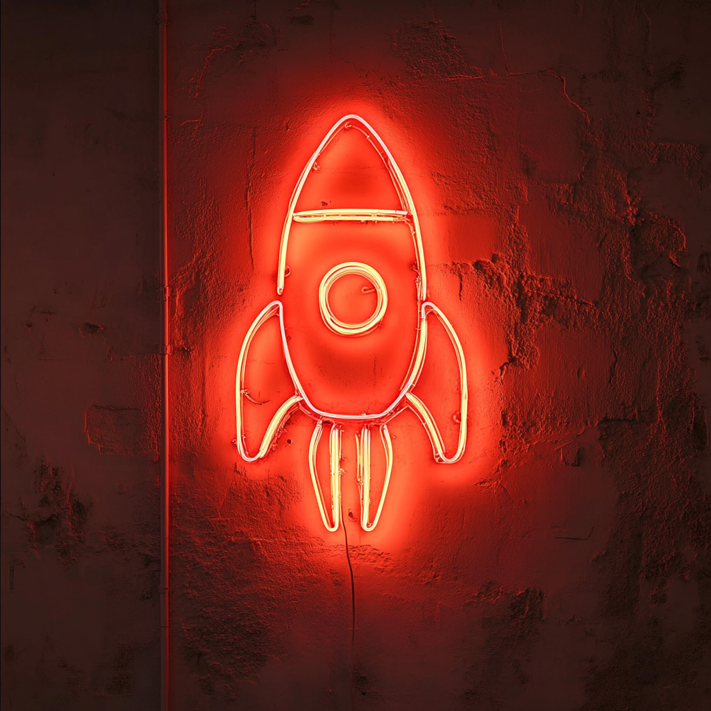 Spaceship - Red Neon Sign, 24 Inches