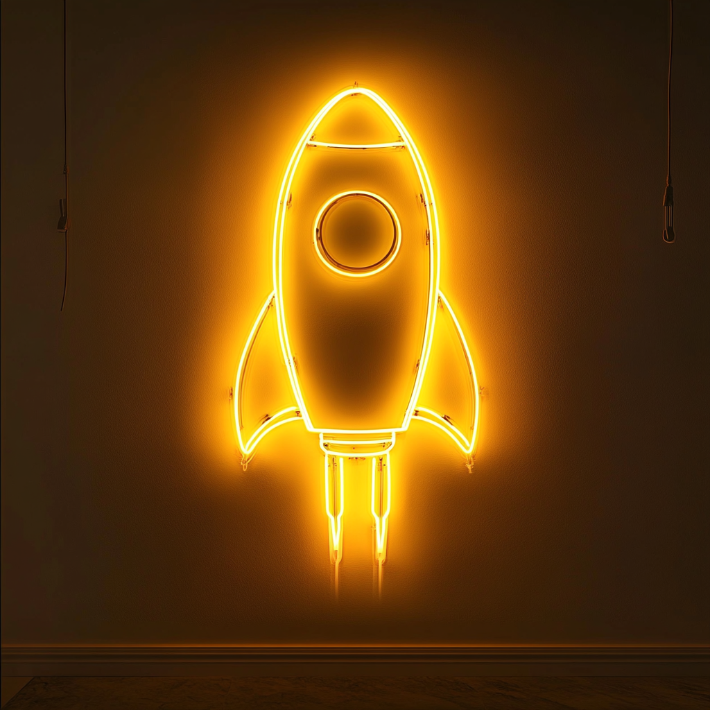 Spaceship - Yellow Neon Sign, 24 Inches