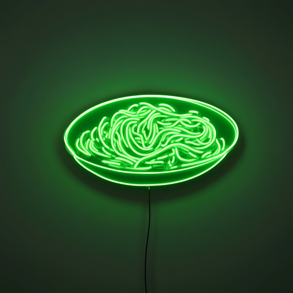 Spaghetti Plate - Green Neon Sign, 18 Inches